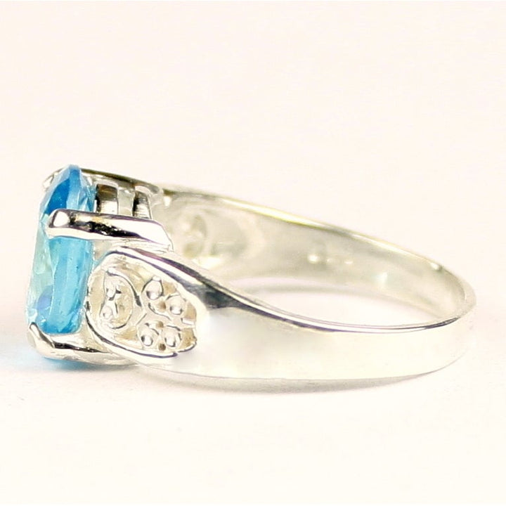 SR369 Swiss Blue CZ 925 Sterling Silver Ladies Ring, Image 3