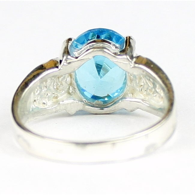 SR369 Swiss Blue CZ 925 Sterling Silver Ladies Ring, Image 4