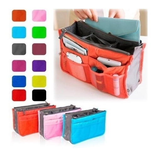 Bag women Practical Handbag Purse Nylon Dual Organizer Insert Cosmetic Storage Image 1