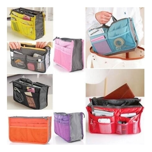 Bag women Practical Handbag Purse Nylon Dual Organizer Insert Cosmetic Storage Image 2