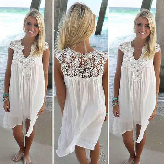 Lace and Chiffon Patchwork Loose Casual Dress Image 2