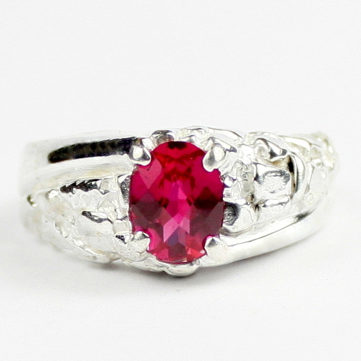 SR368Created Ruby925 Sterling Silver Mens Ring, Image 1