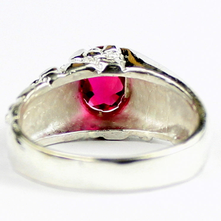 SR368Created Ruby925 Sterling Silver Mens Ring, Image 4