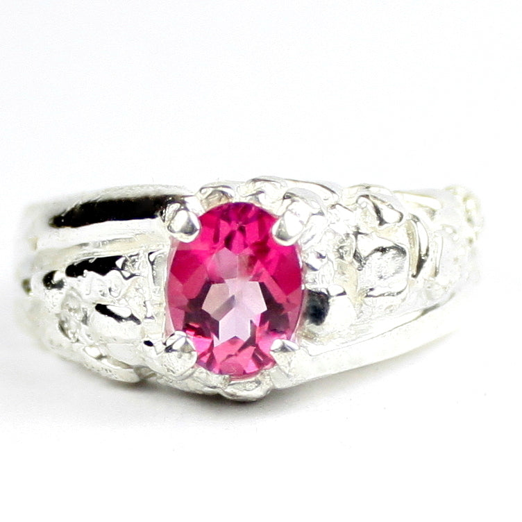 SR368Created Pink Sapphire925 Sterling Silver Mens Ring, Image 1