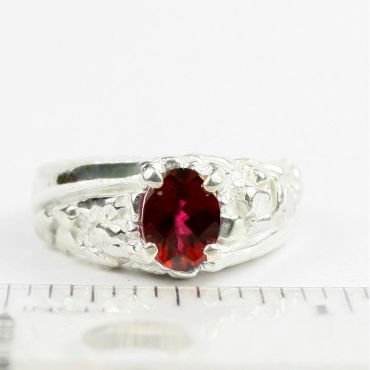 SR368Crimson Fire Topaz925 Sterling Silver Mens Ring, Image 4