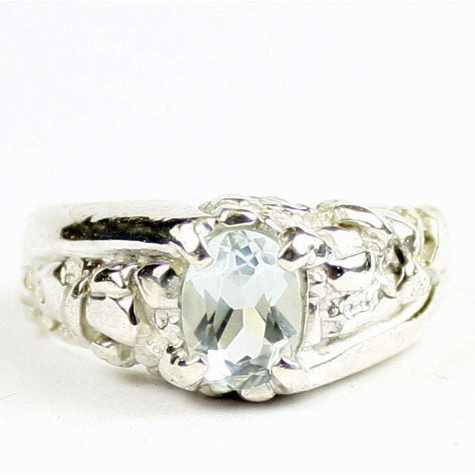 SR368 Aquamarine 925 Sterling Silver Mens Ring, Image 1