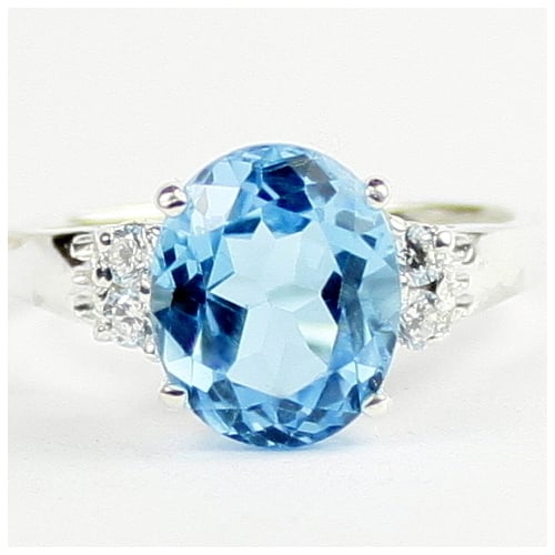 Swiss Blue Topaz 925 Sterling Silver Ring SR123 Image 1