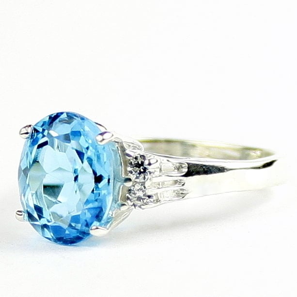 Swiss Blue Topaz 925 Sterling Silver Ring SR123 Image 2