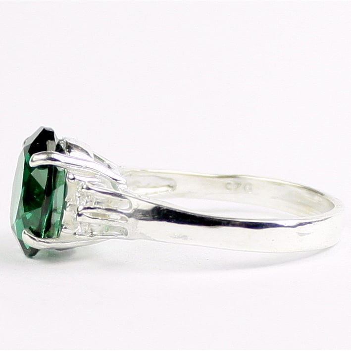 SR123 Russian Nanocrystal Emerald 925 Sterling Silver Ring Image 3