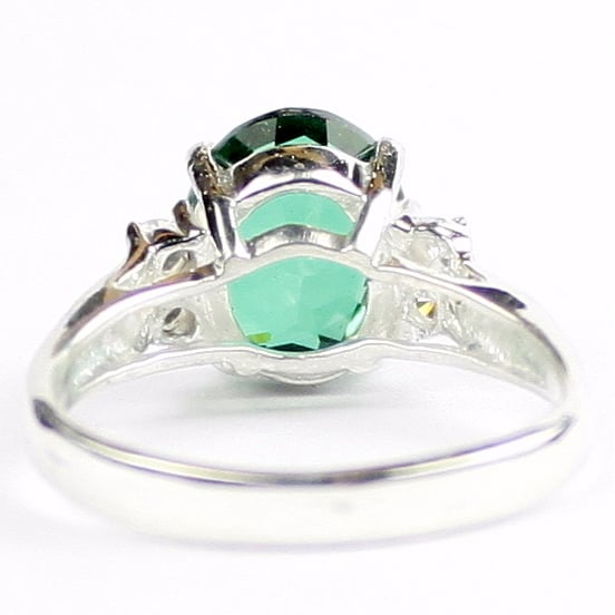 SR123 Russian Nanocrystal Emerald 925 Sterling Silver Ring Image 4