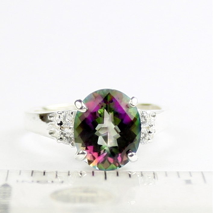 SR123 Mystic Fire Topaz 925 Sterling Silver Ring, Image 4