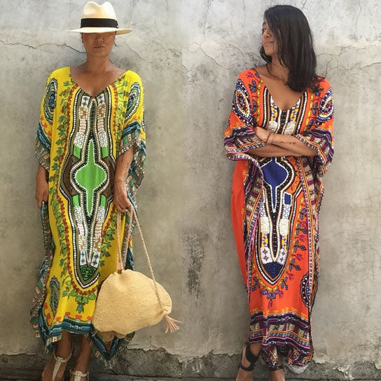 V Neck Long Caftan Dress / Cover Up Image 1