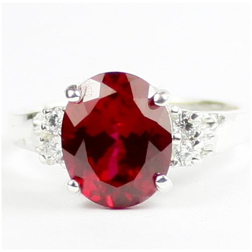 Created Ruby 925 Sterling Silver Ring SR123 Image 1