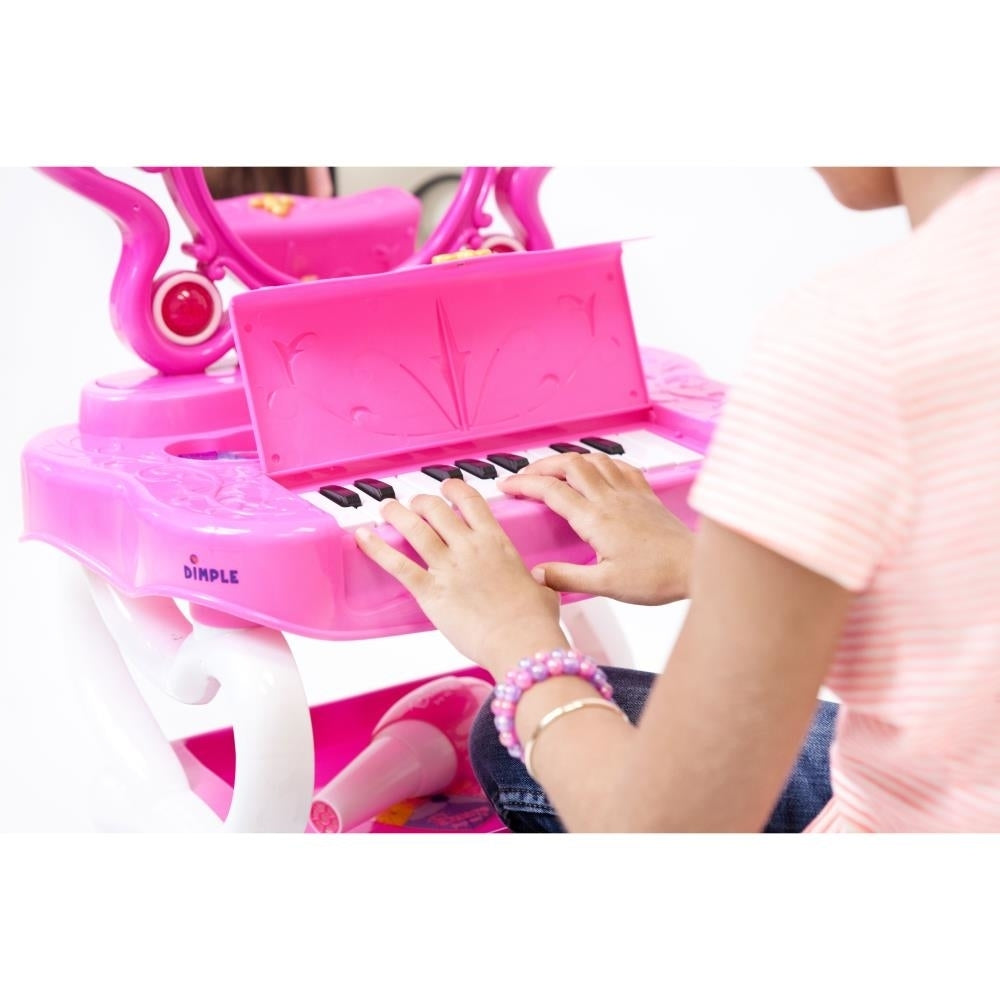 Princess Vanity Set Toy with Piano Keyboard 16 Makeup Accessories Lights Sounds Image 1