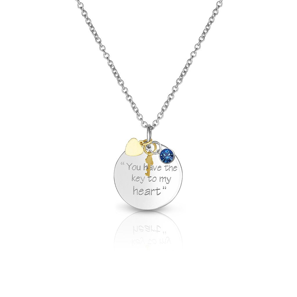 Swarovski Elements Sapphire Crystal Key To My Heart Necklace 18k Gold Plated Image 1