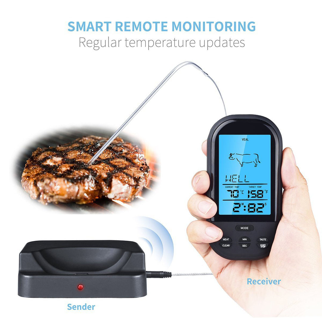 Wireless Digital Meat Thermometer - Remote BBQ Kitchen Cooking Thermometer for Oven Grill Smoker with Timer Image 4