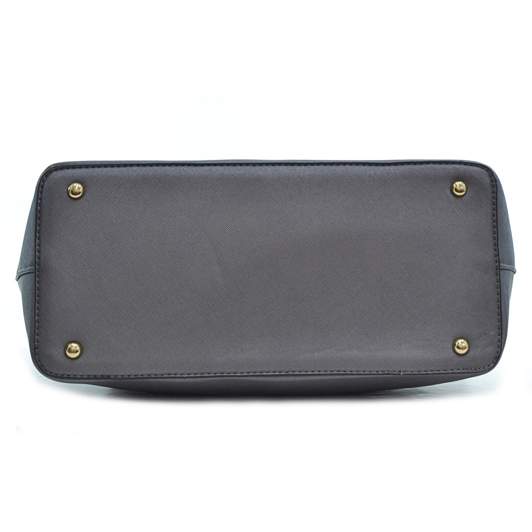 Dasein Saffiano Leather Patent Trim Tote Bag/Handbag Image 6