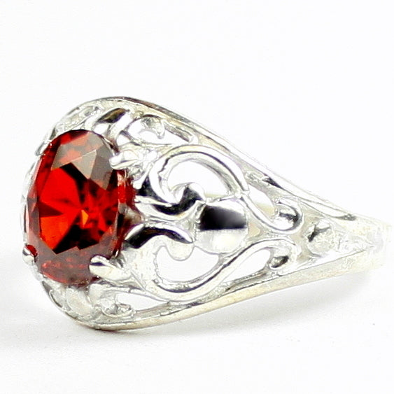 Garnet CZ Sterling Silver Ladies Ring SR111 Image 2