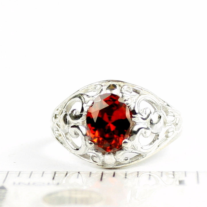 Garnet CZ Sterling Silver Ladies Ring SR111 Image 4