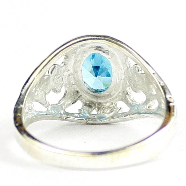 SR111 Swiss Blue CZ Sterling Silver Ladies Ring, Image 4