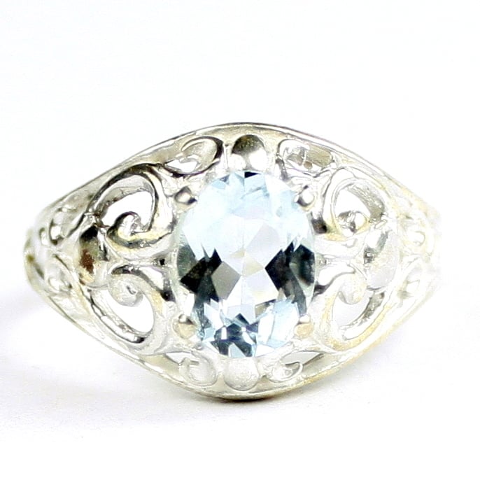 Aquamarine Sterling Silver Ladies Ring SR111 Image 1