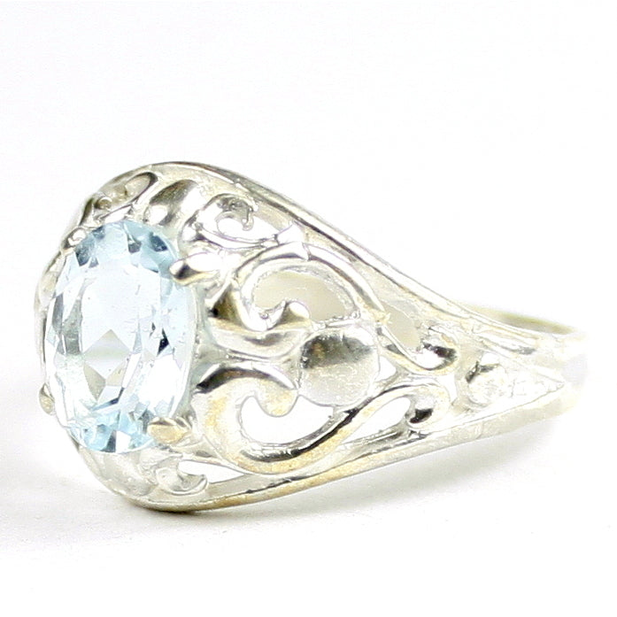 Aquamarine Sterling Silver Ladies Ring SR111 Image 2