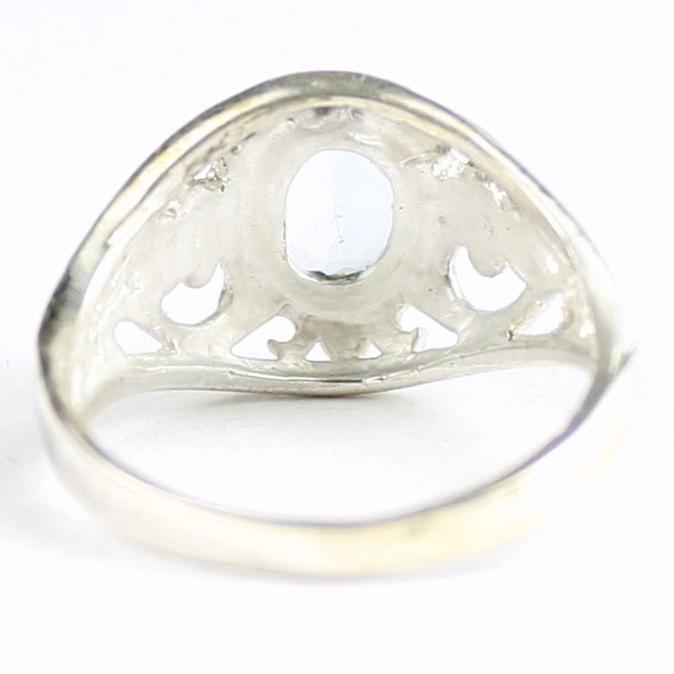 Aquamarine Sterling Silver Ladies Ring SR111 Image 4