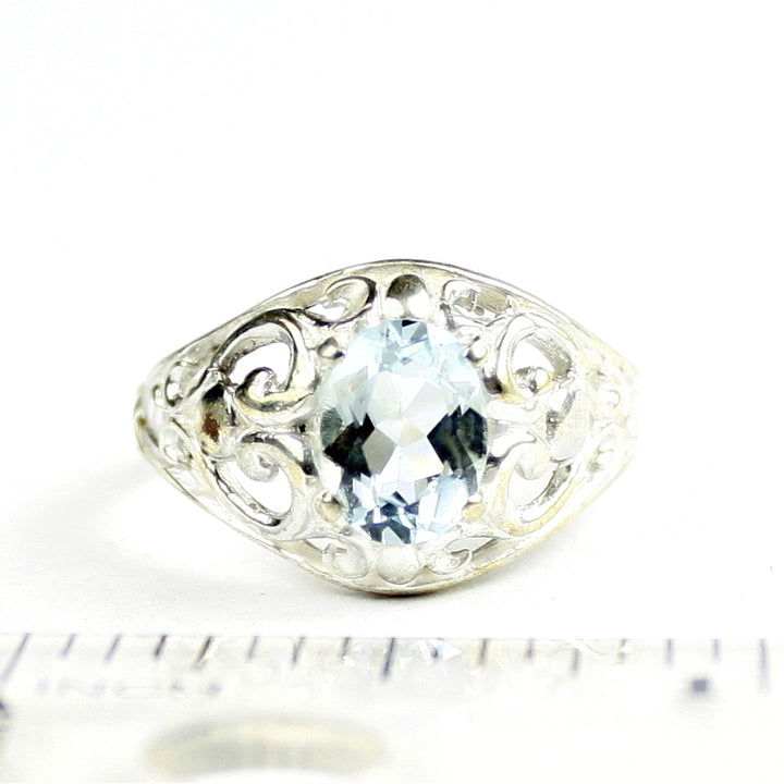 Aquamarine Sterling Silver Ladies Ring SR111 Image 4