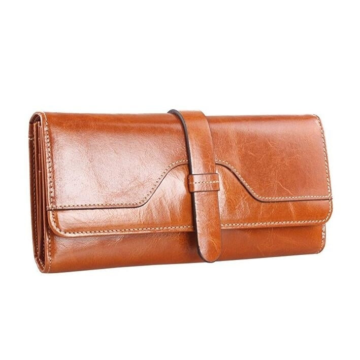 Womens Durable Large Capacity Luxury Leather Wallet Soft Image 1