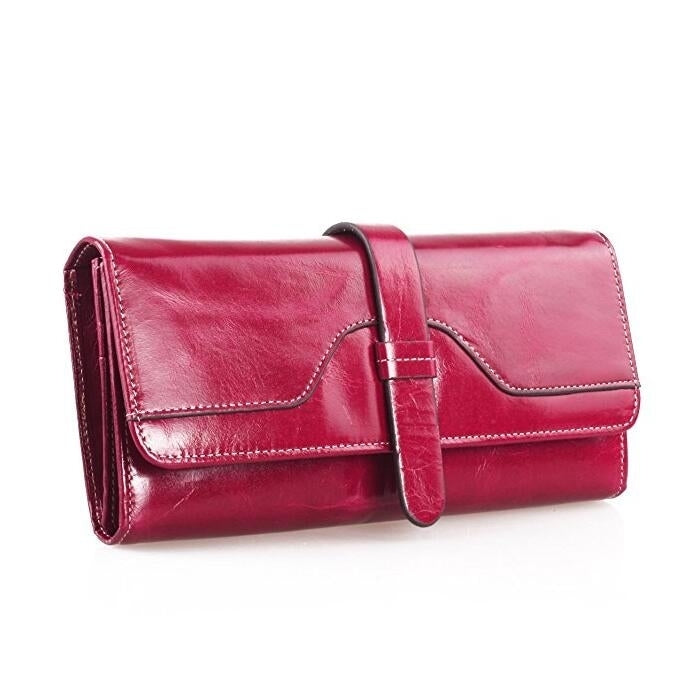 Womens Durable Large Capacity Luxury Leather Wallet Soft Image 4