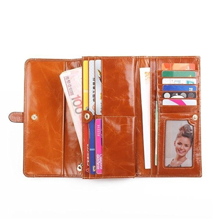 Womens Durable Large Capacity Luxury Leather Wallet Soft Image 6
