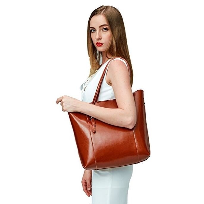 Womens Hobo Handbag Genuine Soft Leather Large Tote Shoulder Bag with Removable Strap Image 4