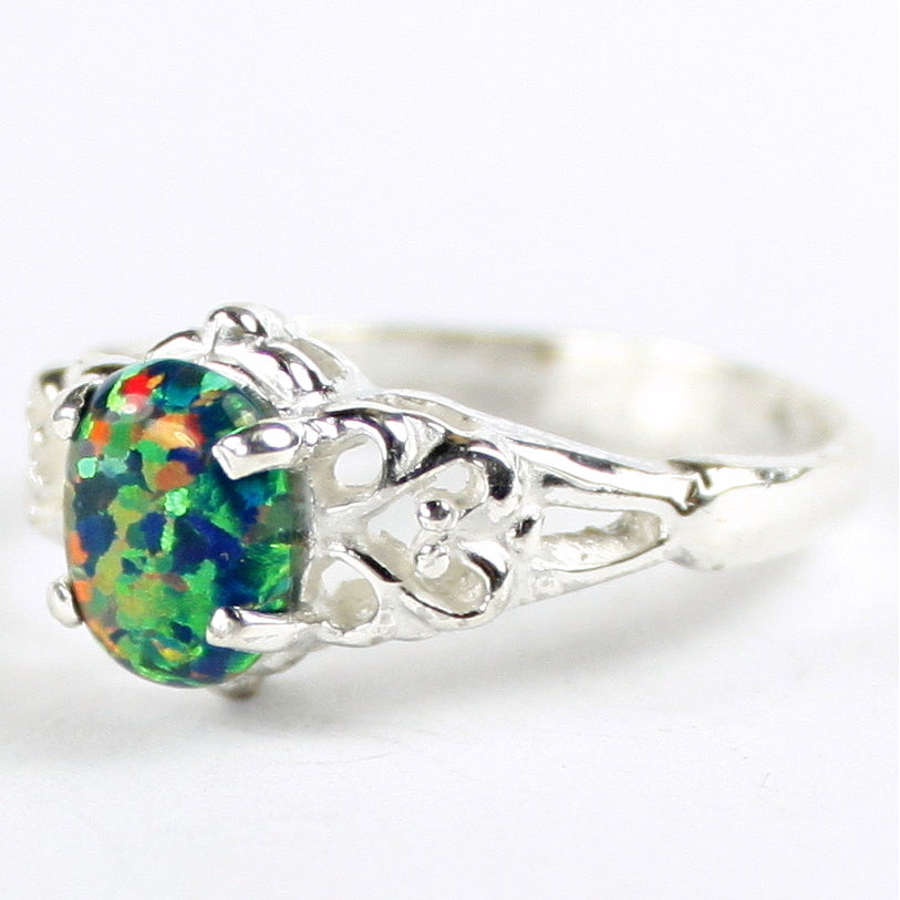 Created Black Opal 925 Sterling Silver Ring SR302 Image 2