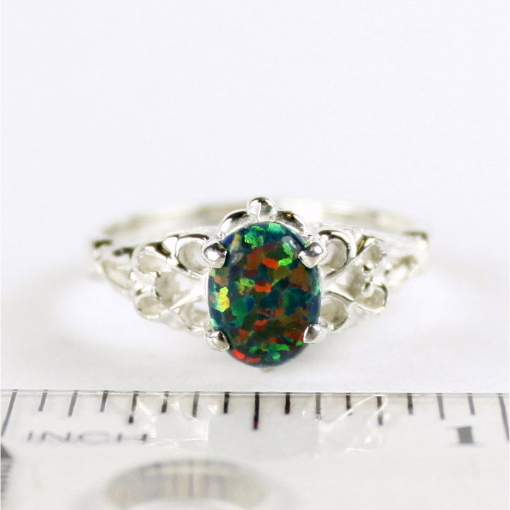 Created Black Opal 925 Sterling Silver Ring SR302 Image 4