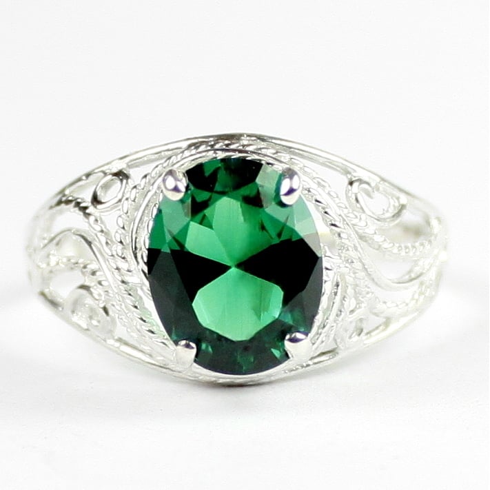 Russian Nanocrystal Emerald 925 Sterling Silver Ladies Ring SR083 Image 1