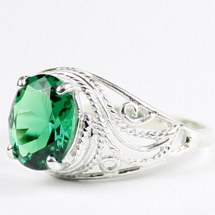 Russian Nanocrystal Emerald 925 Sterling Silver Ladies Ring SR083 Image 2