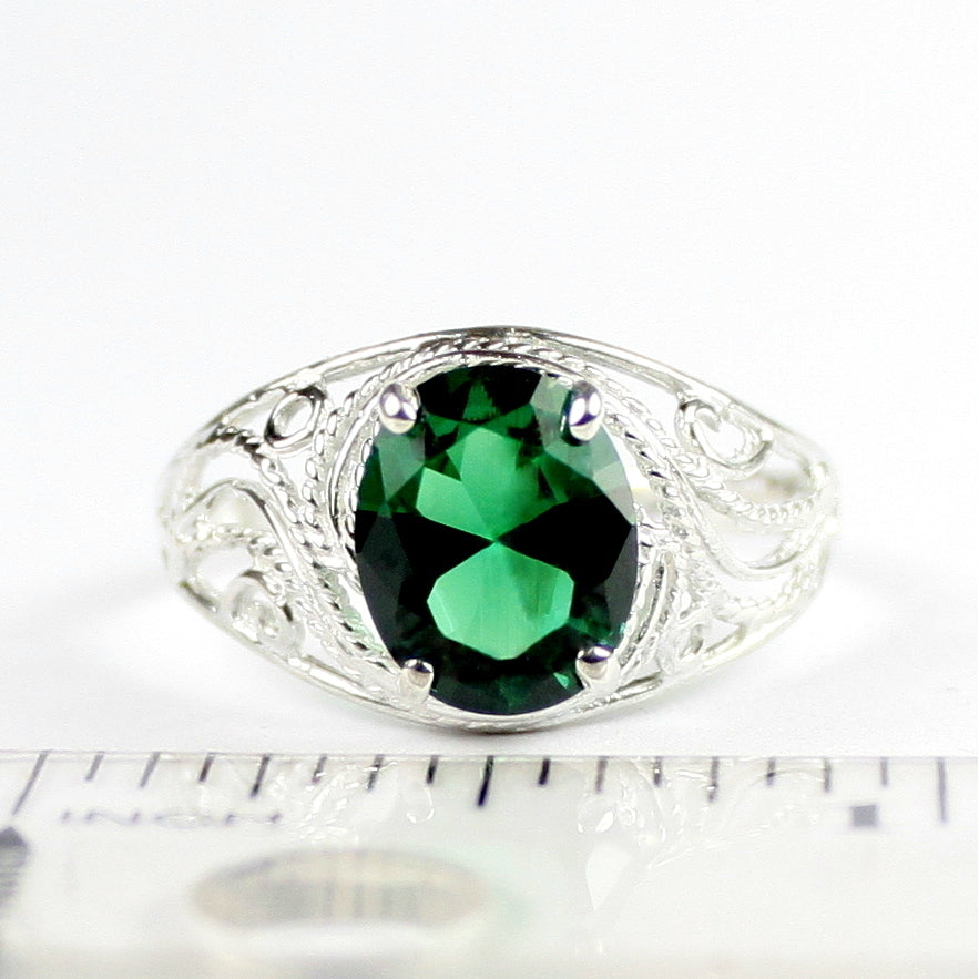 Russian Nanocrystal Emerald 925 Sterling Silver Ladies Ring SR083 Image 4