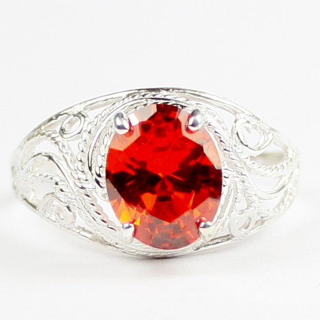 Created Padparadsha Sapphire 925 Sterling Silver Ladies Ring SR083 Image 1