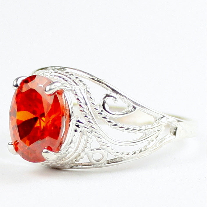 Created Padparadsha Sapphire 925 Sterling Silver Ladies Ring SR083 Image 2