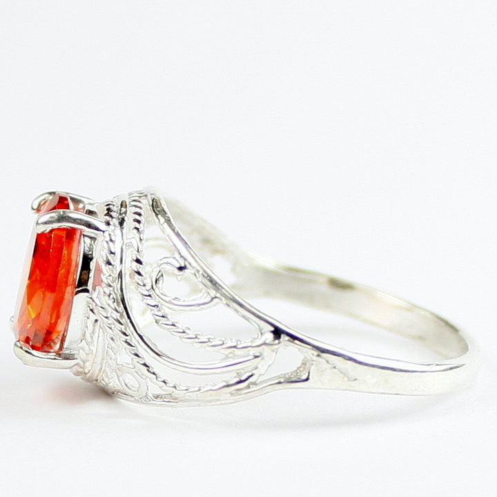 Created Padparadsha Sapphire 925 Sterling Silver Ladies Ring SR083 Image 3