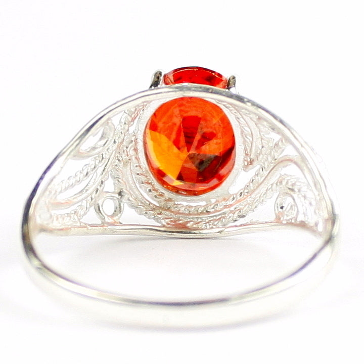 Created Padparadsha Sapphire 925 Sterling Silver Ladies Ring SR083 Image 4