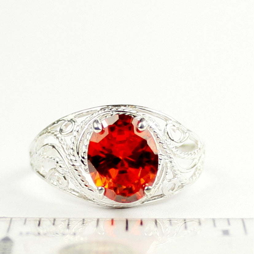 Created Padparadsha Sapphire 925 Sterling Silver Ladies Ring SR083 Image 4