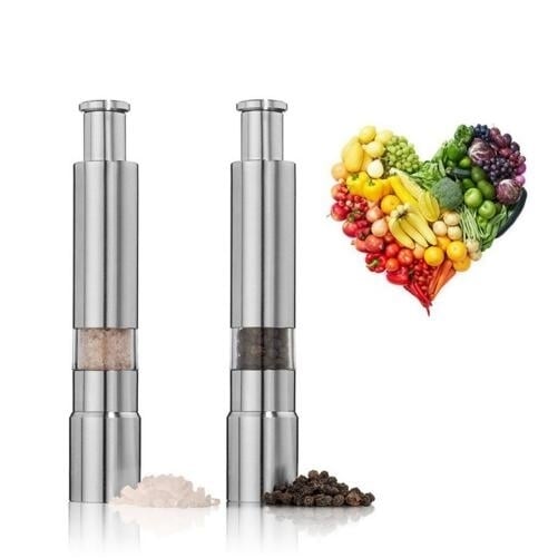 Stainless Steel Thumb Push Salt Pepper Spice Sauce Grinder Mill Image 1