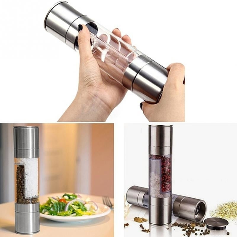 2 In 1 Stainless Steel Manual Pepper Salt Spice Mill Grinder Image 1
