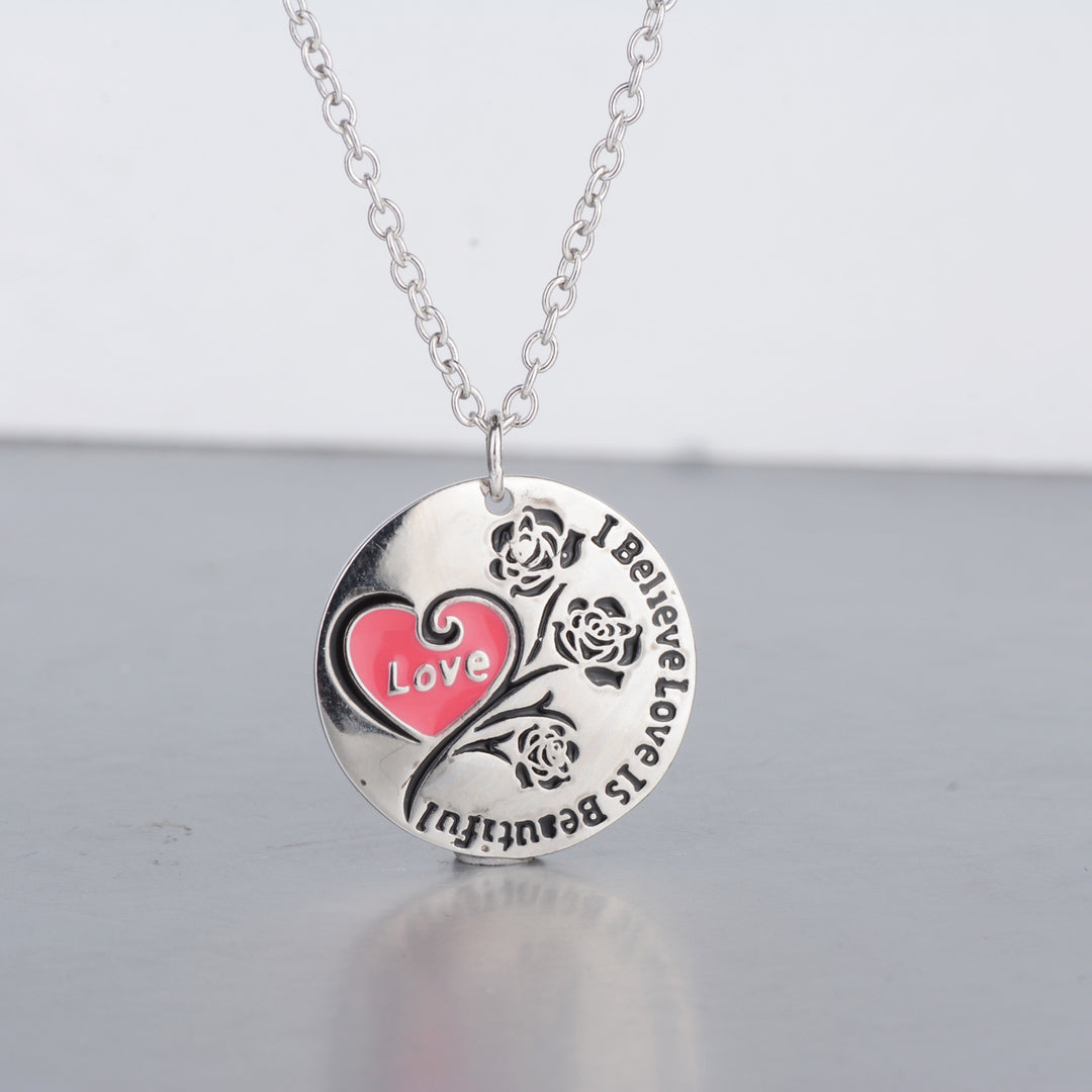 Sephla White Gold Plated S925 Sterling Silver Lover Heart And Rose Engraved Pendant Necklace,18" Image 3