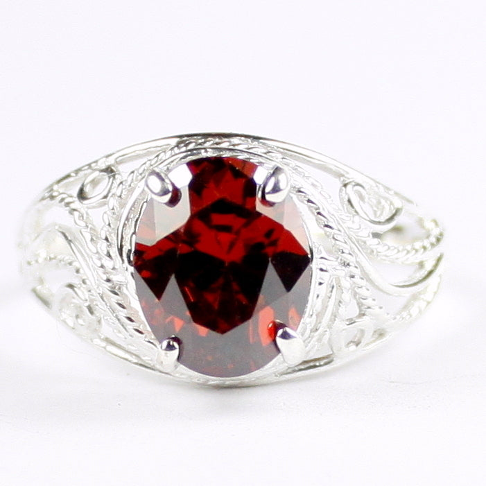 Garnet CZ 925 Sterling Silver Ladies Ring SR083 Image 1