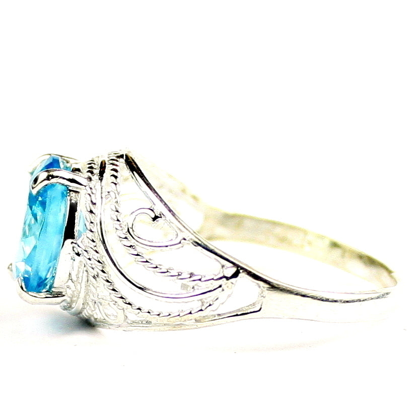 SR083 Swiss Blue CZ 925 Sterling Silver Ladies Ring, Image 3