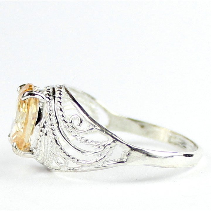 SR083 Champagne 925 Sterling Silver Ladies Ring, Image 3