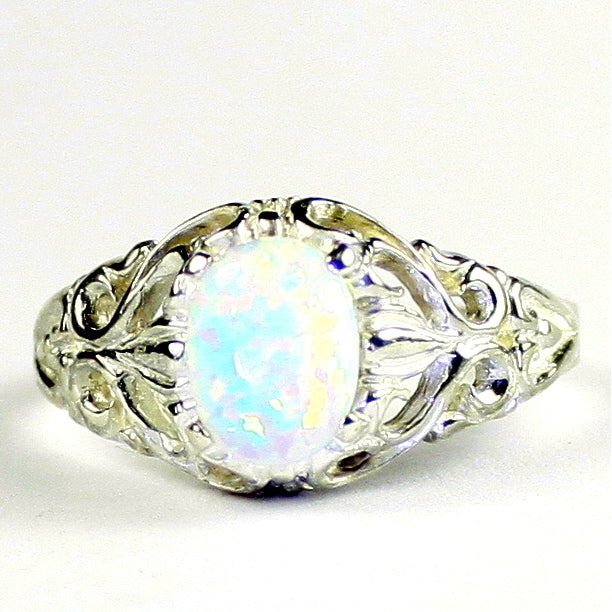 Created White Opal 925 Sterling Silver Ring SR113 Image 1