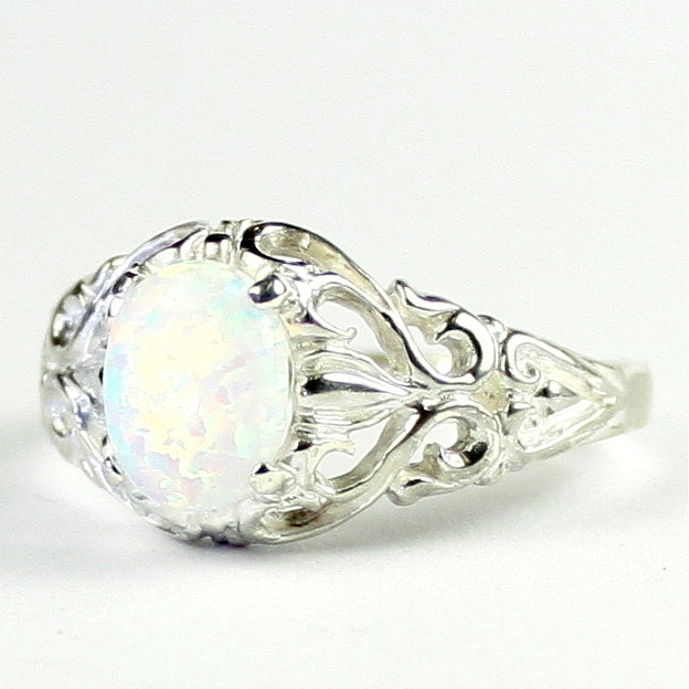 Created White Opal 925 Sterling Silver Ring SR113 Image 2